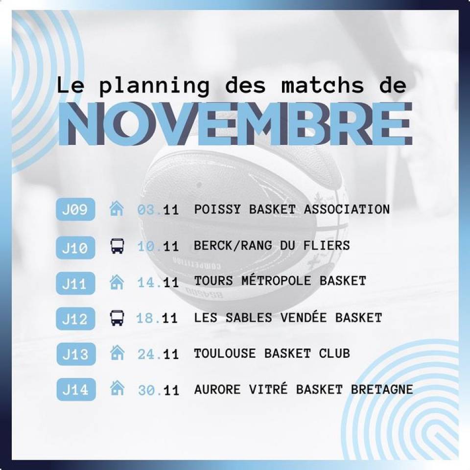📆 L’agenda du mois

Hop hop hop : on prend son agenda et on note ( si ce n’est pas déjà fait bien sûr ) ! 

Ce sera 4 matchs à domicile pour notre #teamccbm🔵⚪ ! On est gâtés 😍 

Comme d’habitude, on compte sur vous pour venir les voir ! 

#basketball #basketchartres #chartressports #nm1 #ffbb #passionbasket