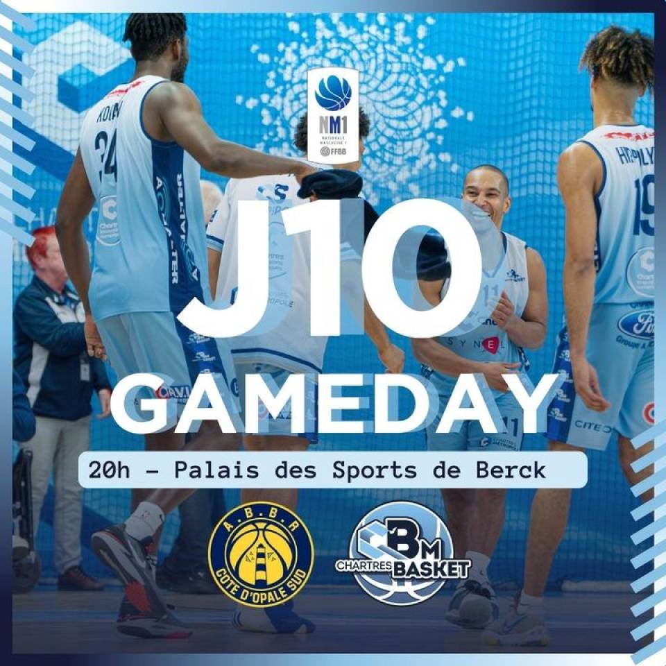 🏀 Gameday J10

✅ J10
🆚 ABBR - Avenir Basket Berck Rang du Fliers - Côte d’Opale. 
⌚️20h
📍Palais des Sports de Berck
📺 Page Youtube https://bit.ly/3QuDYVx

📷 @stqrt__ 

#basketnm1 #nm1 #basketball #basketchartres #passionbasket #chartres #eureetloir #berckbasket