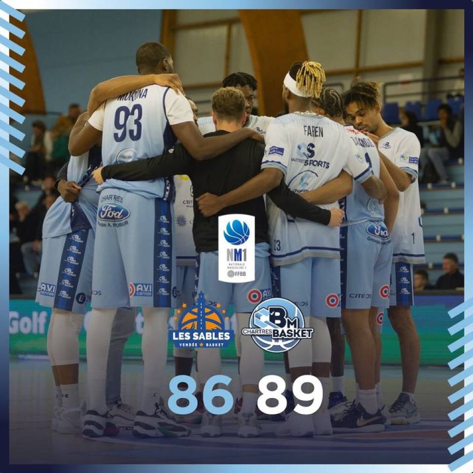✅victoire 86-89 face au sables d'Olonne 

On rentre vite à la maison et on reprend le travail pour préparer la semaine prochaine. 

La #teamccbm🔵⚪ vous attend vendredi à la Halle Jean Cochet pour les encourager, face à toulouse basket club. On compte sur vous !

#basketchartres #basketball #chartres #nm1 #ffbb
