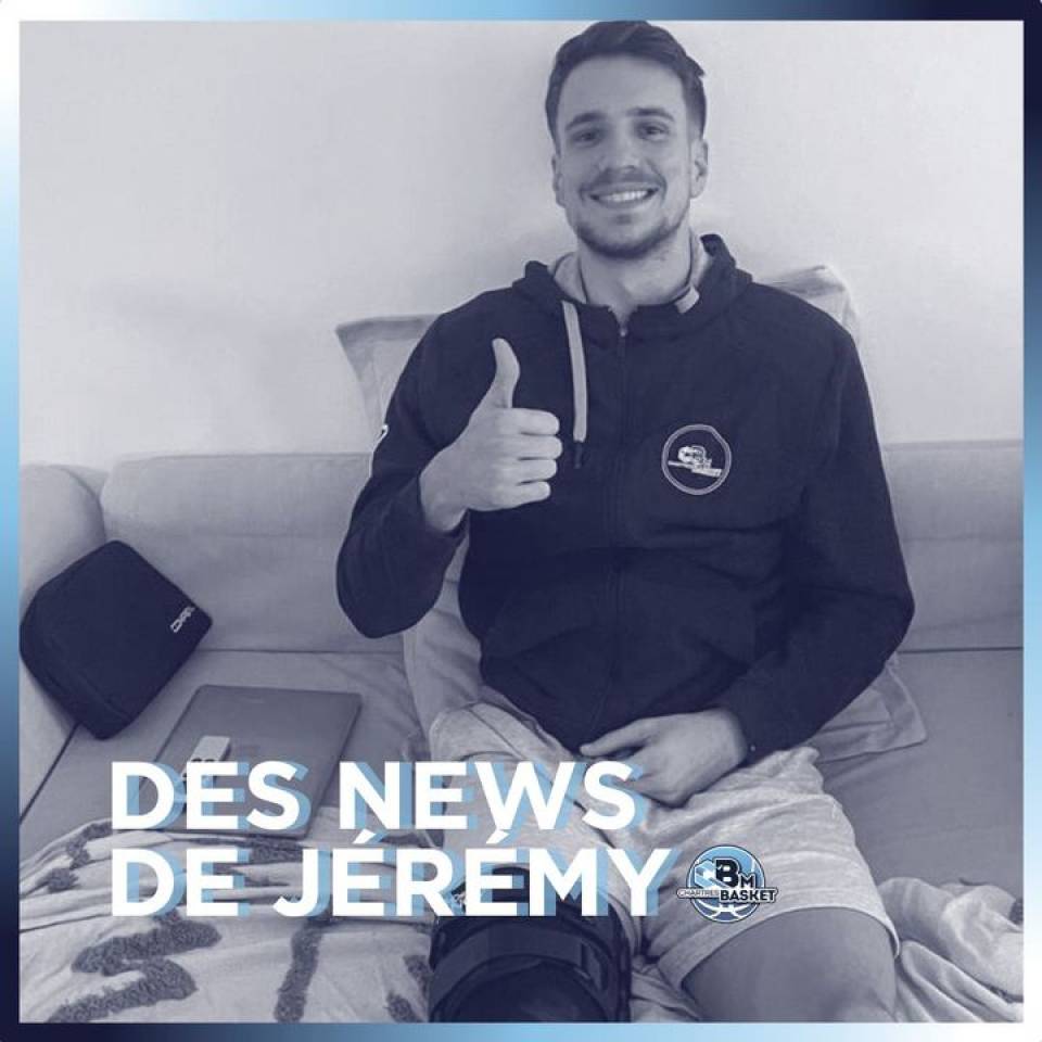 💙 Des news de Jérémy

Suite à sa blessure au genou (rupture des ligaments croisés), Jérémy @rd.jeremy_  a subi une opération la semaine dernière. Ses journées sont désormais rythmées par des longues séances de kiné pour lui permettre de renforcer doucement et de limiter la douleur. 
Jérémy reviendra vite nous voir à la Halle et sera le 1er à encourager son équipe !

On lui souhaite un bon rétablissement 🫶. Pour lui laisser vos messages de soutien, ça se passe en commentaires 🔵

#basketball #baskechartres #basketmasculin #nm1 #ffbb #TeamCCBM