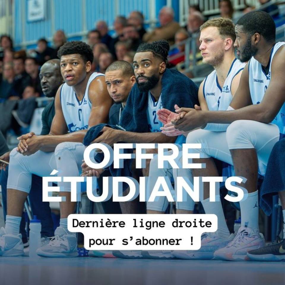 🧑‍🎓Offre étudiants

❗️Dernière ligne droite pour s'abonner !
Il est encore temps de bénéficier du tarif de 50€ (au lieu de 95€) pour assister à tous les matchs de votre #teamccbm🔵⚪️ jusqu'à la fin de la saison !

👉 Bénéficies du tarif étudiant pour les +18 ans et réserve ton abonnement en envoyant un email à secretariat@old.ccbm.fr avec ton nom, prénom, ton établissement et ton email. 

Vous avez jusqu'au 31/12 pour profiter de cette offre !

#basketball #basketnm1 #FFBB #basketmasculin #sportschartres #chartres