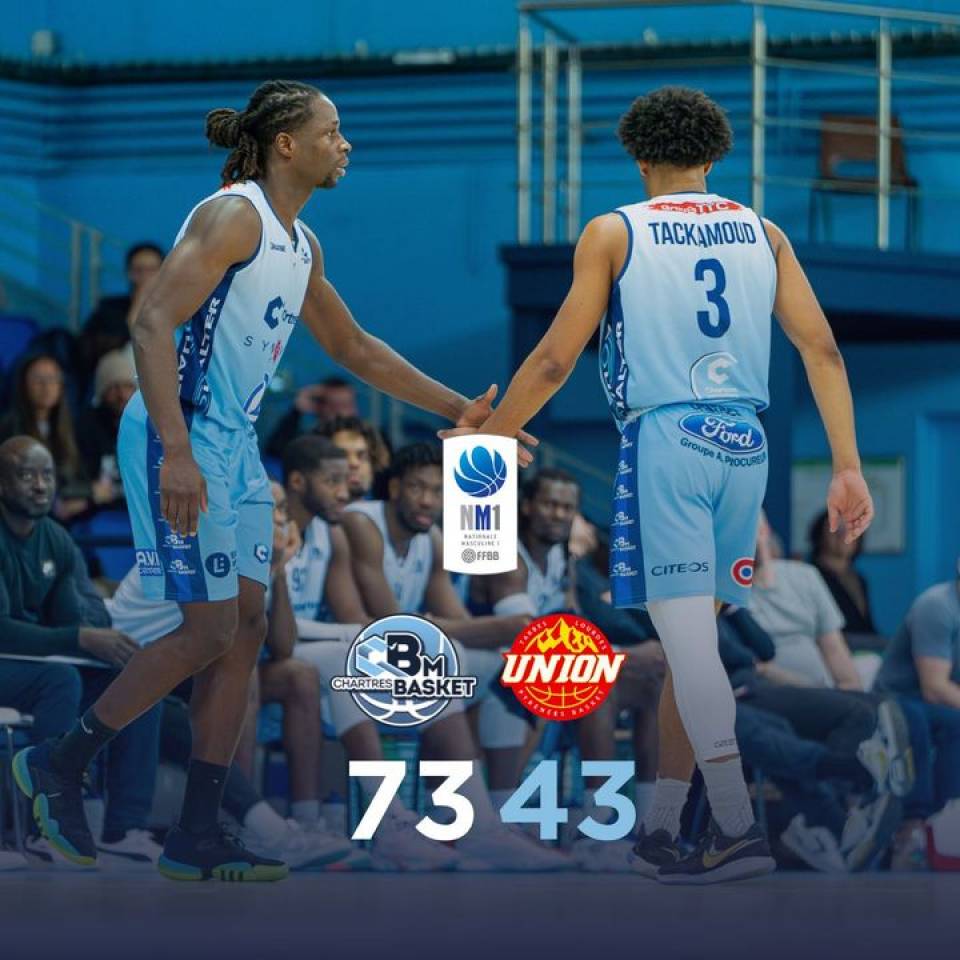 ✅ Victoire 73 - 43 face à Lourdes-Tarbes !

C'est ce qu'on appelle un travail bien fait, même très bien fait ! Bravo à la #TeamCCBM pour cette très belle victoire face à Tarbes-Lourdes ! 

Prochaine étape 👉 Challans !

Bon week-end à tous !

#basketchartres