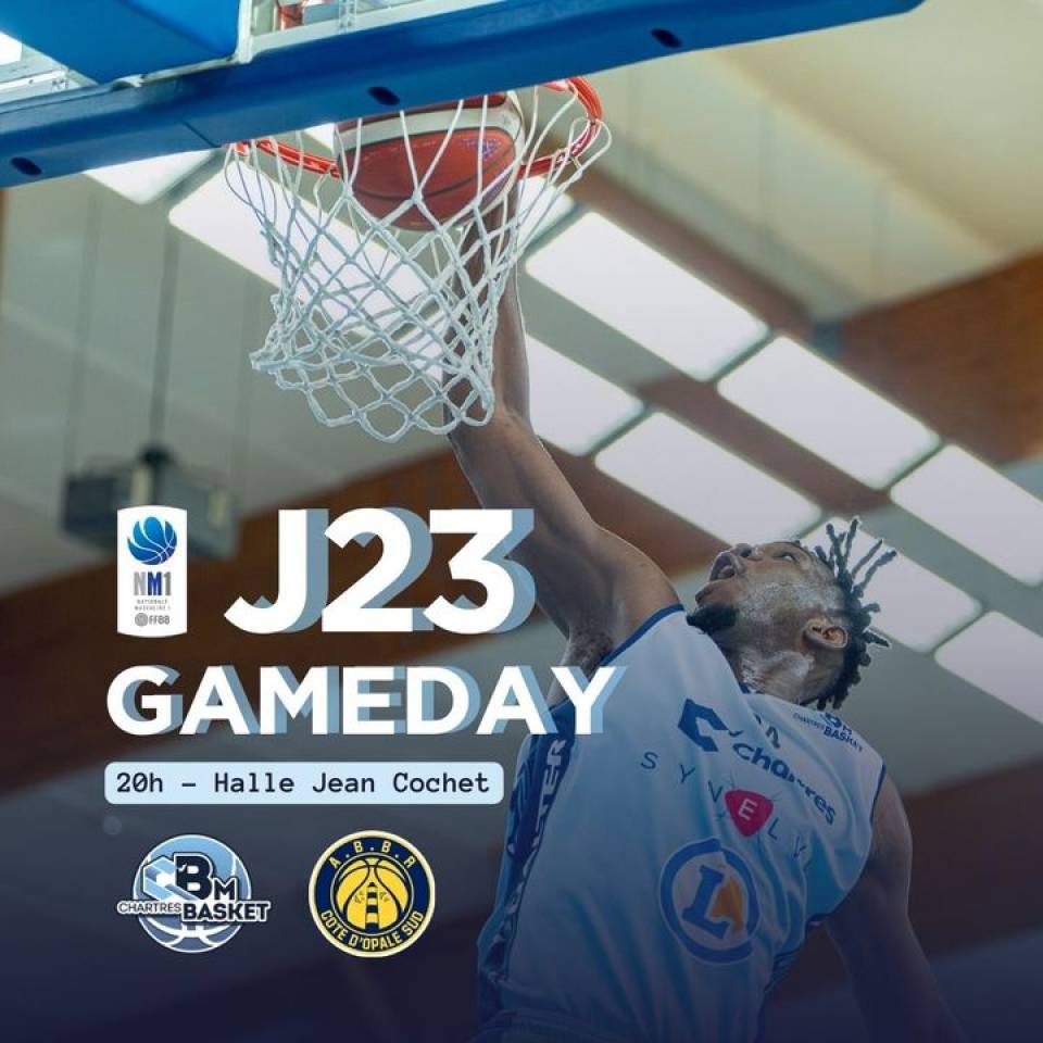 🏀 Gameday J23

🆚 @abbr_officiel 
🎟️ https://bit.ly/44V1Zdw
⌚️20h
📍Halle Jean Cochet
📺 chartrestv.fr

ℹ️ Les infos à connaître
➖ Ouverture des portes à 19h
➖ Parking grand public à l'hippodrome
➖ Buvette ouverte possibilité de payer par carte bleue !

Pas de victoire sans un public en feu ! On compte sur vous !

📷@stqr_

#basketnm1 #nm1 #ffbb #basketball #basketchartres #passionbasket #chartres #eureetloir