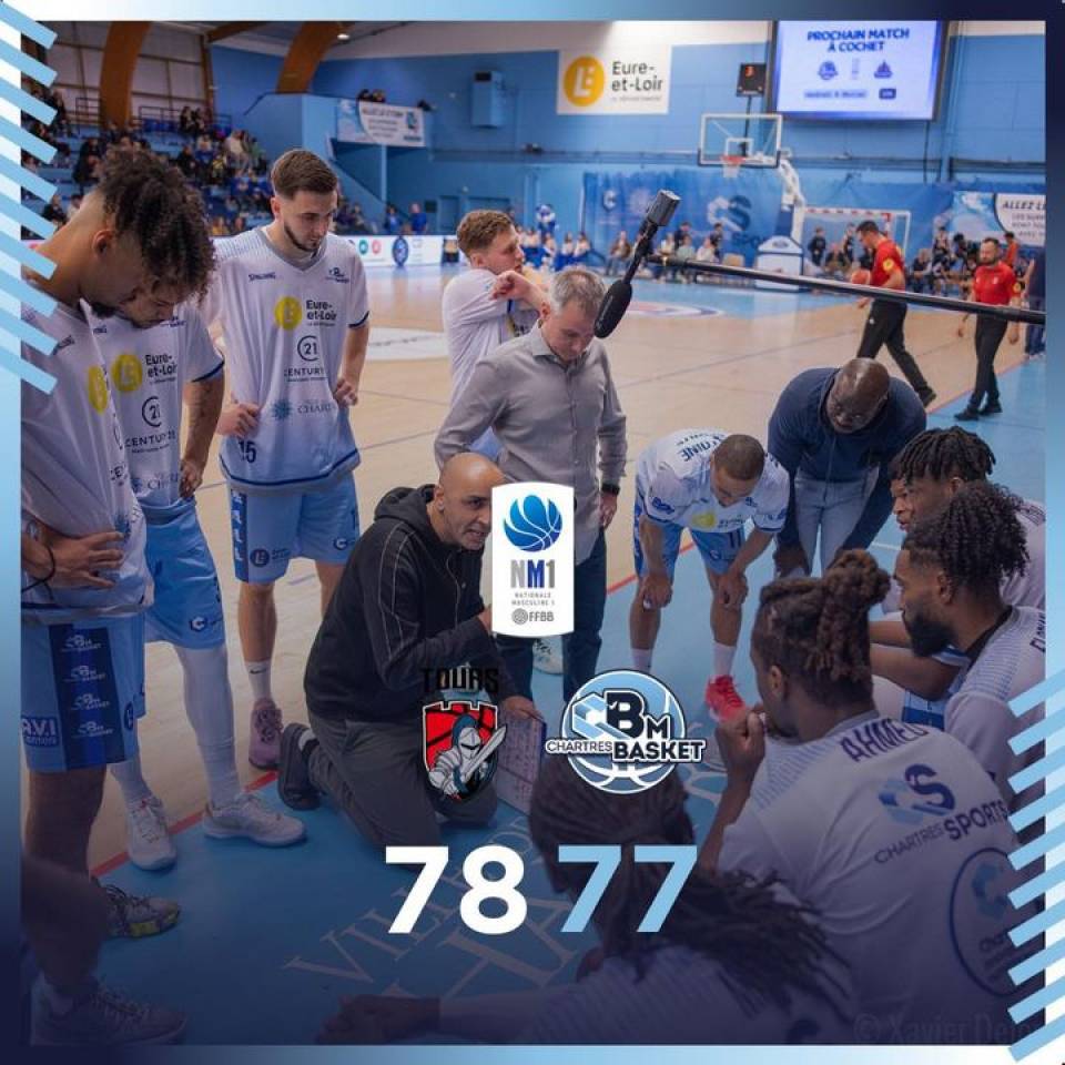 ❌ Défaite 78-77 à Tours 

La #teamccbm🔵⚪ s’est fait remonter dans les dernières minutes et s’incline à Tours d’un petit point. Un grand merci à nos BlueFoxs d’avoir fait le déplacement 🫶

Repos demain et reprise du travail jeudi pour la réception des Sables D’Olonne vendredi soir. 

👉 La billetterie est en ligne ! On compte sur vous. 

 #basketball #basketchartres #nm1 #ffbb