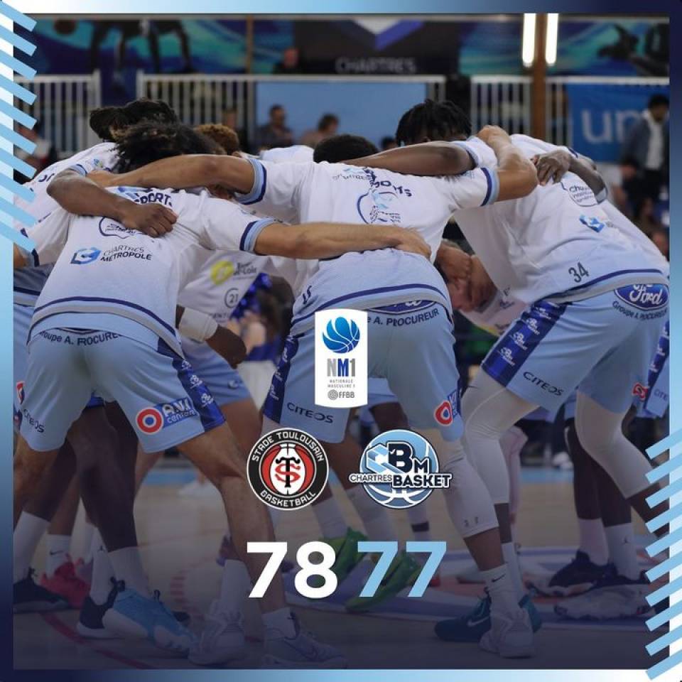 ❌ Défaite 78-77  

La #teamccbm🔵⚪ s’incline d’un petit point face au stade toulousain basket.
un grand merci aux supporters d'avoir suivi le match.

 #basketball #basketchartres #nm1 #ffbb