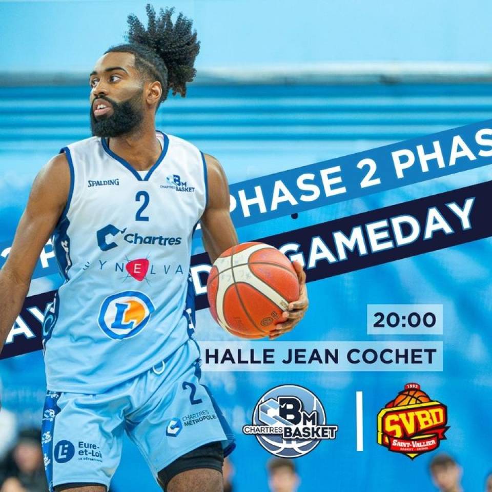 🏀 Gameday

🆚 @saintvallierbasketdrome 
🎟️ https://bit.ly/44V1Zdw
⌚️20h
📍Halle Jean Cochet
📺 chartrestv.fr

ℹ️ Les infos à connaître
➖ Ouverture des portes à 19h
➖ Parking grand public à l'hippodrome
➖ Buvette ouverte possibilité de payer par carte bleue !

📷@stqr_

#basketnm1 #nm1 #ffbb #basketball #basketchartres #passionbasket #chartres #eureetloir