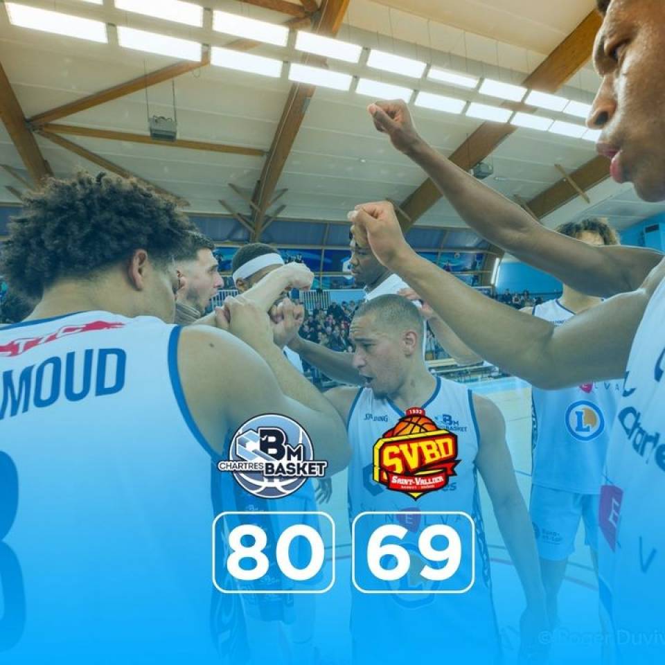 ✅ Victoire 80-69 face à Saint-Vallier !

On vous avait dit que ce serait bien mieux ce soir chez nous avec vous !
Merci à vous tous et à toute l'équipe !

👉 Prochain choc vendredi prochain à Avignon-Le-Pontet !

#basketmasculin #ffbb #nm1 #basketchartres #passionbasket