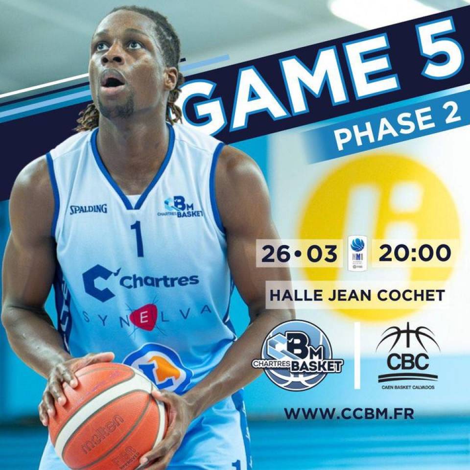 🔵 𝗣𝗵𝗮𝘀𝗲 2️⃣ 𝗚𝗮𝗺𝗲 5️⃣

👉 On se relance mardi soir à Cochet pour cet avant-dernier match à la maison mais surtout pour rester dans la course ! 

Impossible de louper ça !

Les infos du match ici 🔽
🆚 @caenbc14
🎟️ https://bit.ly/44V1Zdw
📆 Mardi 26 mars
⌚️20h
📍Halle Jean Cochet
📺 chartrestv.fr

👉 On vous attend nombreux !!

📷 @stqrt_

#basketchartres #basketmasculin #chartres #basketball #ffbb #nm1 #sportschartres