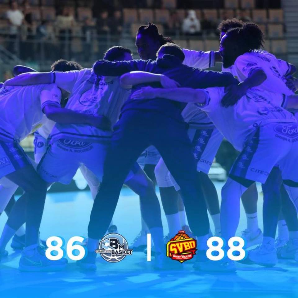 ❌ Défaite 86-88 face à Saint-Vallier 

Notre aventure en PlayOffs se termine aujourd’hui pour notre équipe aux portes des demi-finales ! 

Un grand merci à tous ceux qui nous ont accompagnés tout au long de la saison : 

💙 Nos partenaires, 
💙 Nos bénévoles 
💙 Nos supporters 
💙 Nos @Dunkis_girls

Nous vous donnerons très bientôt des nouvelles 🫶 

#basketnm1 #nm1 #ffbb #basketball #basketchartres #passionbasket #chartres #eureetloir #RegionCentreValdeLoire